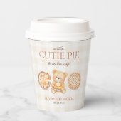 かわいこちゃんパイギンガムテディベア秋ベビーシャワー 紙コップ (正面)