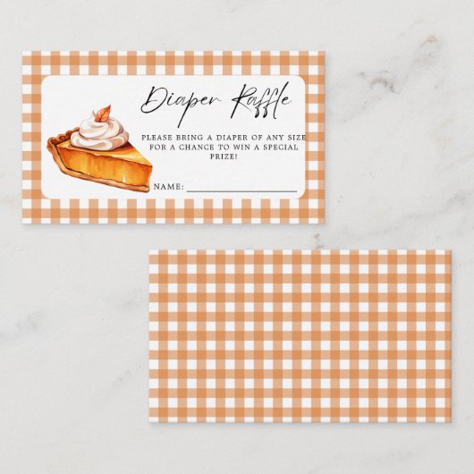 かわいこちゃんパイギンガム秋ベビーシャワーおむつラッフル エンクロージャーカード (正面/裏面)