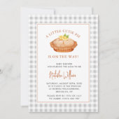 かわいこちゃんパイグレー市松模様に秋ベビーシャワー 招待状 (正面)