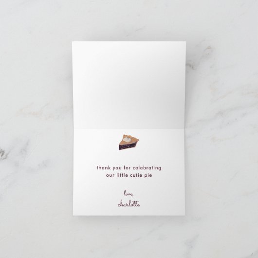 かわいこちゃんパイサンキューカード感謝祭ベビーシャワー サンキューカード (内部)