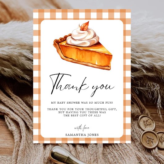 かわいこちゃんパイパンプキン秋ベビーシャワーギンガム サンキューカード