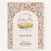 かわいこちゃんパイピンクフローラガールベビーシャワーゲストブック ノートブック (正面)