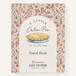 かわいこちゃんパイピンクフローラガールベビーシャワーゲストブック ノートブック