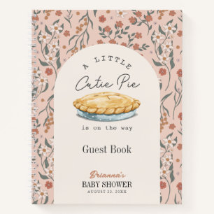 かわいこちゃんパイピンクフローラガールベビーシャワーゲストブック ノートブック