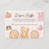かわいこちゃんパイピンク秋ガールベビーシャワーおむつラッフル エンクロージャーカード (正面)
