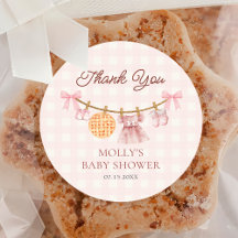 かわいこちゃんパイピンク秋ガールベビーシャワーステッカー