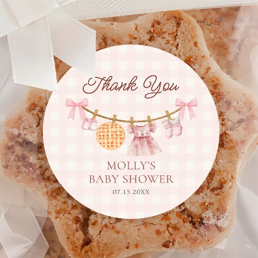 かわいこちゃんパイピンク秋ガールベビーシャワーステッカー ラウンドシール