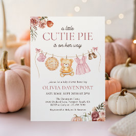 かわいこちゃんパイピンク秋テディベアガールベイビーシャワー 招待状