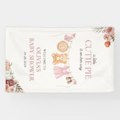 かわいこちゃんパイピンク秋ベアーガールベビーシャワーウェルカム 横断幕 (横)