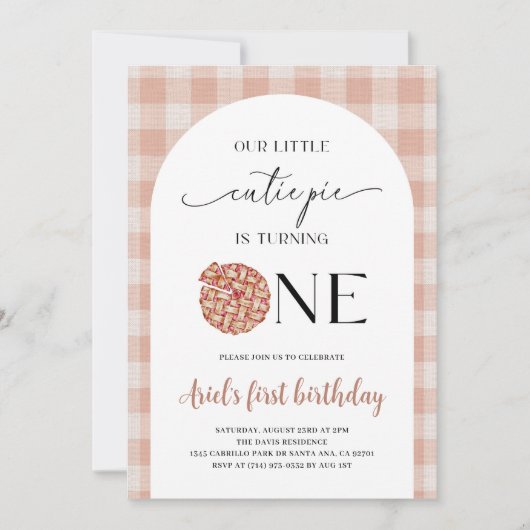 かわいこちゃんパイファースト誕生日 招待状 (正面)