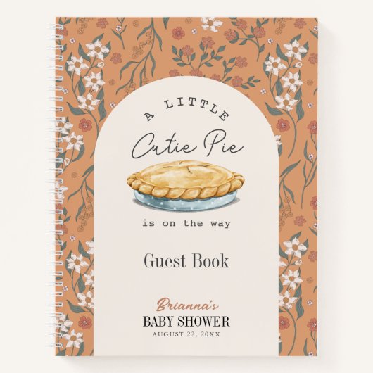 かわいこちゃんパイフローラガールベビーシャワーゲストブック ノートブック (正面)