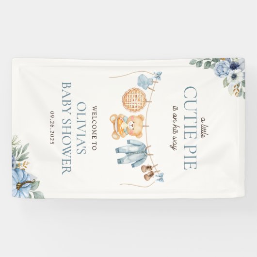 かわいこちゃんパイブルー秋ベアボーイベビーシャワーへようこそ 横断幕 (横)