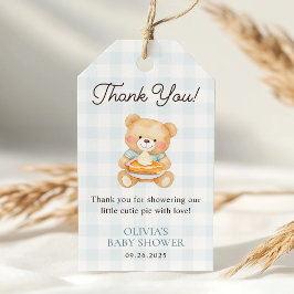 かわいこちゃんパイブルー秋ベアーベビーボーイベビーシャワーのお気に入り ギフトタグ