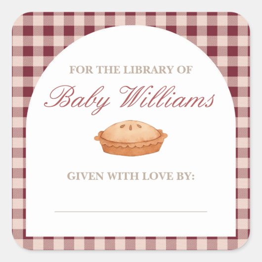 かわいこちゃんパイベイビーシャワー蔵書票シール スクエアシール (正面)