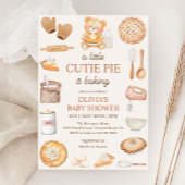 かわいこちゃんパイベーキングテディベア秋ベビーシャワー 招待状