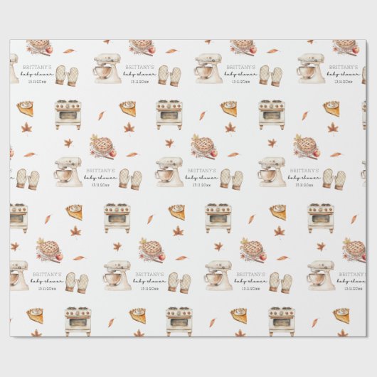 かわいこちゃんパイベーキング秋秋ベビーシャワー ラッピングペーパー (フラット)