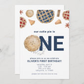 かわいこちゃんパイ最初の誕生日パーティーの招待 招待状 (正面/裏面)