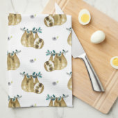 かわいこちゃんパイ水彩画の怠惰パターン キッチンタオル (四つ折り)