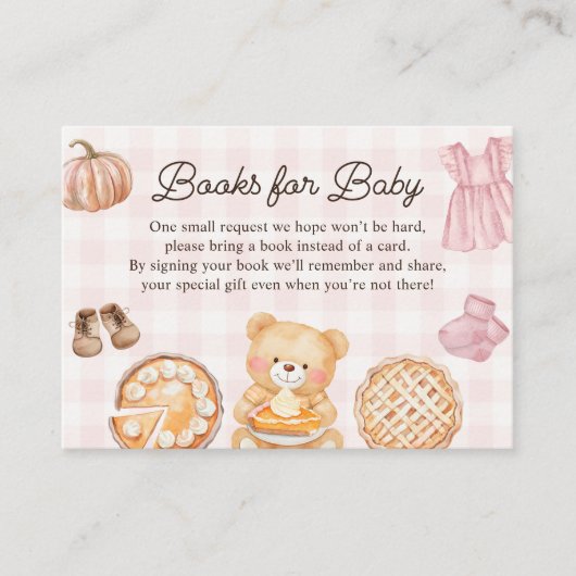 かわいこちゃんパイ秋ガールベビーシャワーブックベビー エンクロージャーカード (正面)
