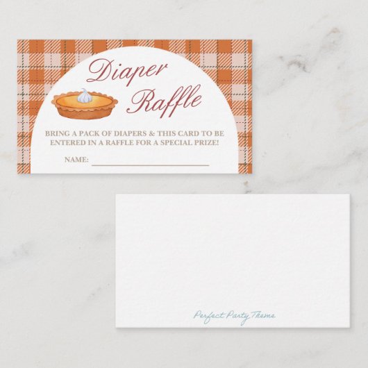 かわいこちゃんパイ秋ベビーシャワーおむつラッフルカード エンクロージャーカード (正面/裏面)