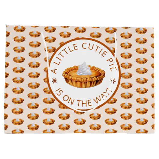 かわいこちゃんパイ秋ベビーシャワーラージ抱き枕 ラージペーパーバッグ (裏面)