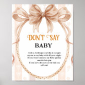 かわいこちゃんパイ秋ボウ言わないベビー赤ちゃんシャワー記号 ポスター (正面)