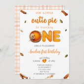 かわいこちゃんパイ秋素朴オレンジジンガム1st誕生日 招待状 (正面/裏面)