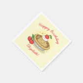 かわいこちゃんパイ誕生日パーティーキッズさくらんぼ スタンダードカクテルナプキン (角)