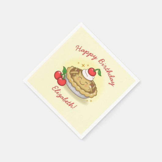 かわいこちゃんパイ誕生日パーティーキッズさくらんぼ スタンダードカクテルナプキン (角)