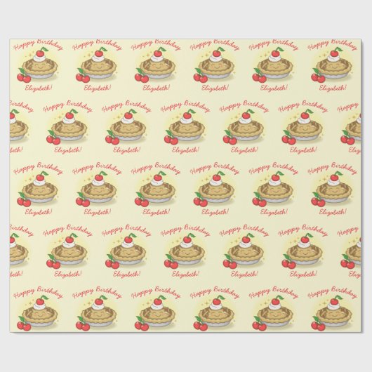 かわいこちゃんパイ誕生日パーティーキッズさくらんぼ ラッピングペーパー (フラット)