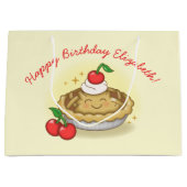 かわいこちゃんパイ誕生日パーティーキッズさくらんぼ ラージペーパーバッグ (正面)