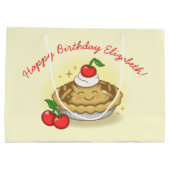 かわいこちゃんパイ誕生日パーティーキッズさくらんぼ ラージペーパーバッグ (裏面)