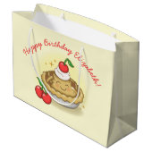 かわいこちゃんパイ誕生日パーティーキッズさくらんぼ ラージペーパーバッグ (裏面アングル)