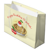 かわいこちゃんパイ誕生日パーティーキッズさくらんぼ ラージペーパーバッグ (正面アングル)