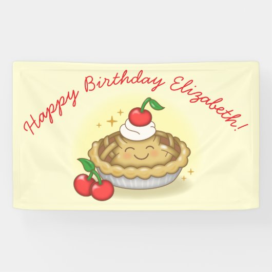 かわいこちゃんパイ誕生日パーティーキッズさくらんぼ 横断幕 (横)