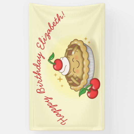 かわいこちゃんパイ誕生日パーティーキッズさくらんぼ 横断幕 (縦)