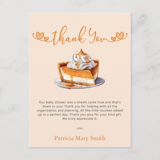かわいこちゃんパイ赤ちゃんシャワーありがとう ポストカード (正面)