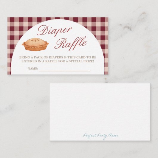 かわいこちゃんパイ赤ちゃんシャワーおむつラッフルカード エンクロージャーカード (正面/裏面)