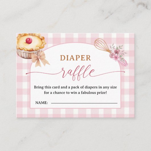 かわいこちゃんパイ赤ちゃんシャワーピンクおむつラッフルエンクロージャ エンクロージャーカード (正面)