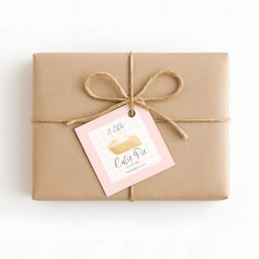 かわいこちゃんパイ赤ちゃんシャワーメッセージカード-秋カボチャPi フェイバータグ