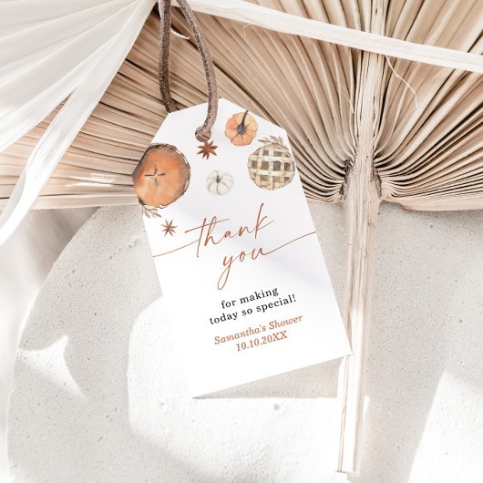 かわいこちゃんパイ赤ちゃんシャワーメッセージカード、秋赤ちゃんシャワー ギフトタグ