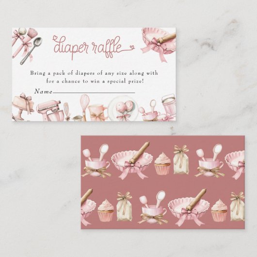 かわいこちゃんパイ | 水彩ピンクの女の子ベビーシャワー エンクロージャーカード (正面/裏面)