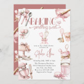 かわいこちゃんパイ | 水彩ピンクの女の子ベビーシャワー 招待状 (正面/裏面)