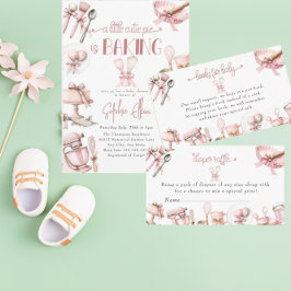 かわいこちゃんパイ | 水彩ピンクの女の子ベビーシャワー 招待状