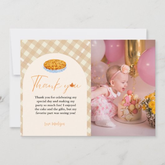 かわいこちゃんピエサンクスギビング誕生日サンキューカード 案内状 (正面)