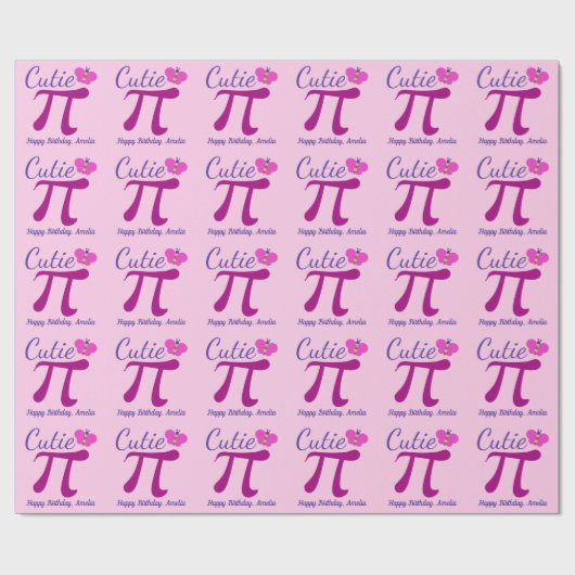 かわいこちゃんピキュートマスガール誕生日カスタムピンク ラッピングペーパー (フラット)