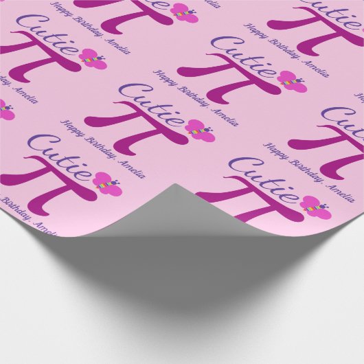 かわいこちゃんピキュートマスガール誕生日カスタムピンク ラッピングペーパー (角)