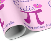 かわいこちゃんピキュートマスガール誕生日カスタムピンク ラッピングペーパー (ロールコーナー)