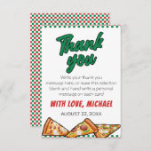 かわいこちゃんピザパーティーレッドグリーンカロ5th誕生日 サンキューカード (正面/裏面)