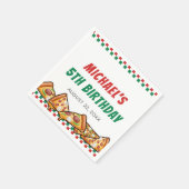 かわいこちゃんピザパーティーレッドグリーンカロ5th誕生日 スタンダードカクテルナプキン (角)